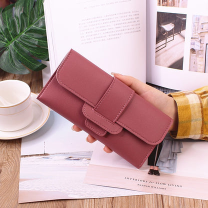 PU Leather Women Wallets Luxury Long Hasp Fold-over Pattern Coin Purses Female Brand Solid Colors New Thin Clutch Phone Bag