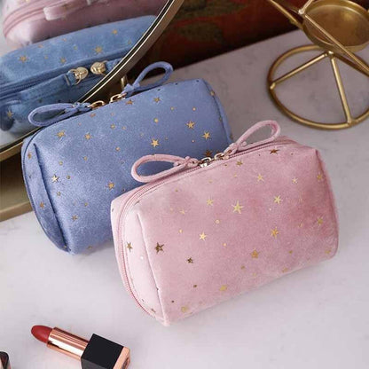 Soft Velvet Girl Portable Cosmetic Bag Makeup Bag Organizer Lipstick Storage Bag Women Female Toiletry Beauty Make Up Case Pouch