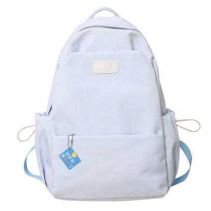 DCIMOR New Waterproof Nylon Women Backpack Female Solid Color Portable Travel Bag Kawaii Girl Big Schoolbag Preppy Badge Bookbag