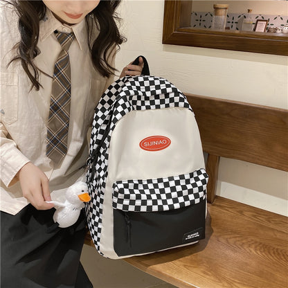 DCIMOR Fashion Plaid Waterproof Nylon Women Backpack Female Portable Travel Bag Teenage Girl Big Schoolbag Kawaii Book Mochila