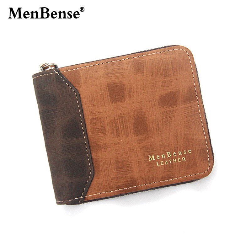 Short Men&#39;s Leather Wallet Brand Handy Purse Male Pocket Bag For Coin Money Leather Zipper Wallet Mini Card Holder Small Purse