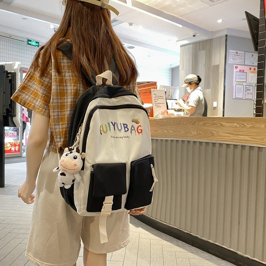 Multi-color Backpacks For Women Cartoon Bags For Girls university Schoolbag Summer Large Canvas Shoulder Bag Travel Rucksack