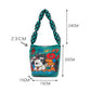 Animal Cartoon Pattern Print Women Cotton Bucket Shaped Shoulder Bag Magnetic Buckle Tote Female Hand Carry Canvas Bags