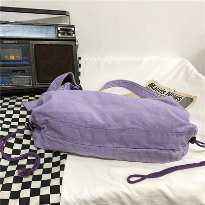 Solid Canvas Shoulder Bags for Women 100% Cotton Soft Hobos Large Capacity Leisure Or Travel Bags South Korea Style Packages