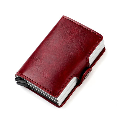 New Men Rfid Anti-theft Card Holders Women Genuine Leather Wallets Large Capacity Business Card Case Portable Double Layer Purse