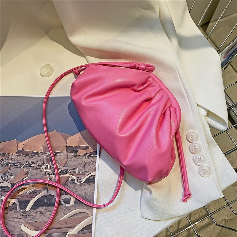 Spring New Simple Women Cloud Messenger Bag All-match Ladies PU Leather Crossbody Bag Female Evening Party Clutches and Purse