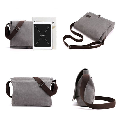 Men&#39;s Canvas Crossbody Shoulder Messenger Bags Man New Fashion Cross Body Bag Casual Solid Multi Function Portable Male Bag