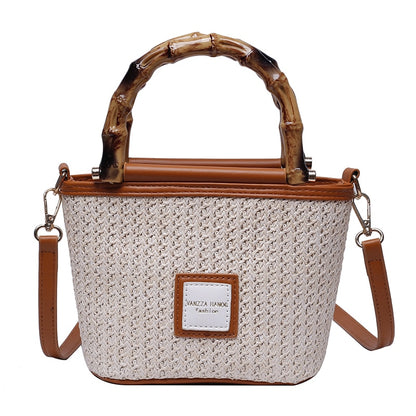 Women&#39;s Bag Straw Beach Shoulder Bag Ladies Summer Bamboo Handbag Fashion Luxury Designer Crossbody Bag High Quality Casual Tote