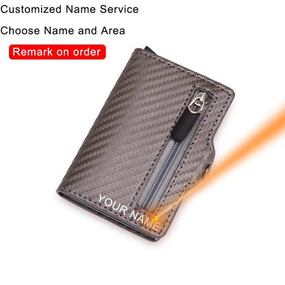 Carbon Fiber Rfid Card Holder Wallets Men Zipper Coin Money Bag Male Thin Mini Slim Magic Wallet Small Money Bag Wolet for man