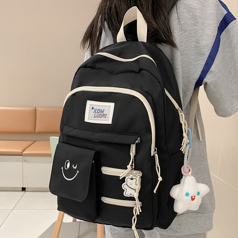 Women Backpack Trendy School Bag Female Cute Laptop College Backpack Girl Travel Book Bags Fashion Lady Nylon Student Bags