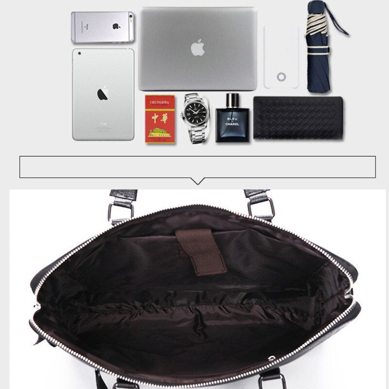 Men&#39;s Genuine Leather Briefcase Satchel Bags For Men Business Fashion Soft Cowhide Shoulder Laptop Bag Bolsa Masculina Cartable