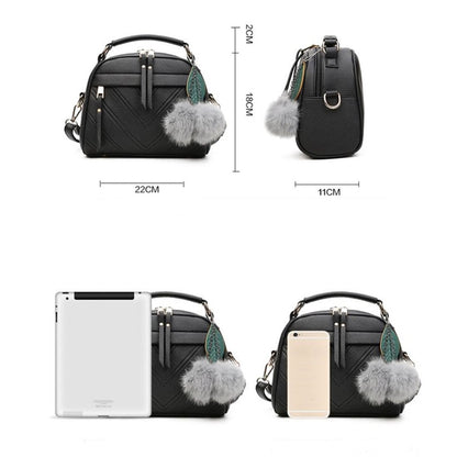 PU Leather Handbag For Women Girl Fashion Tassel Messenger Bags With Ball Bolsa Female Shoulder Bags Ladies Party Crossby Bag