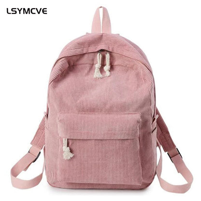 Women Backpack Corduroy Design School Backpacks For Teenage Girls School Bag Striped Rucksack Travel Bags Soulder Bag Mochila