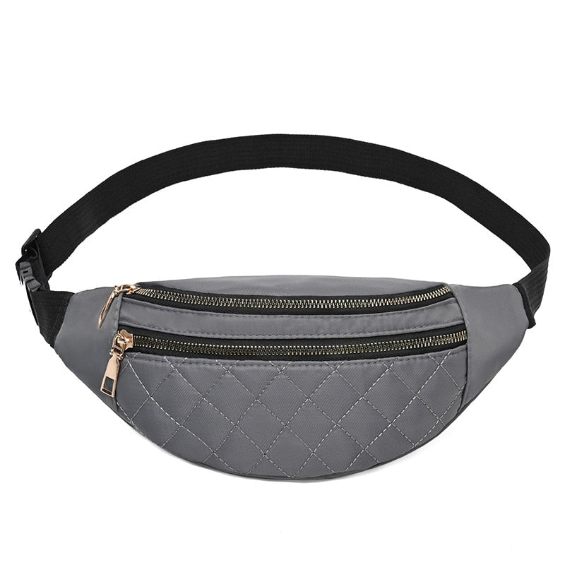 Plaid Women&#39;s Waist Bag PU Leather Belt Bags Designer Shoulder Crossbody Chest Bag Female Fashion Banana Hip Purse