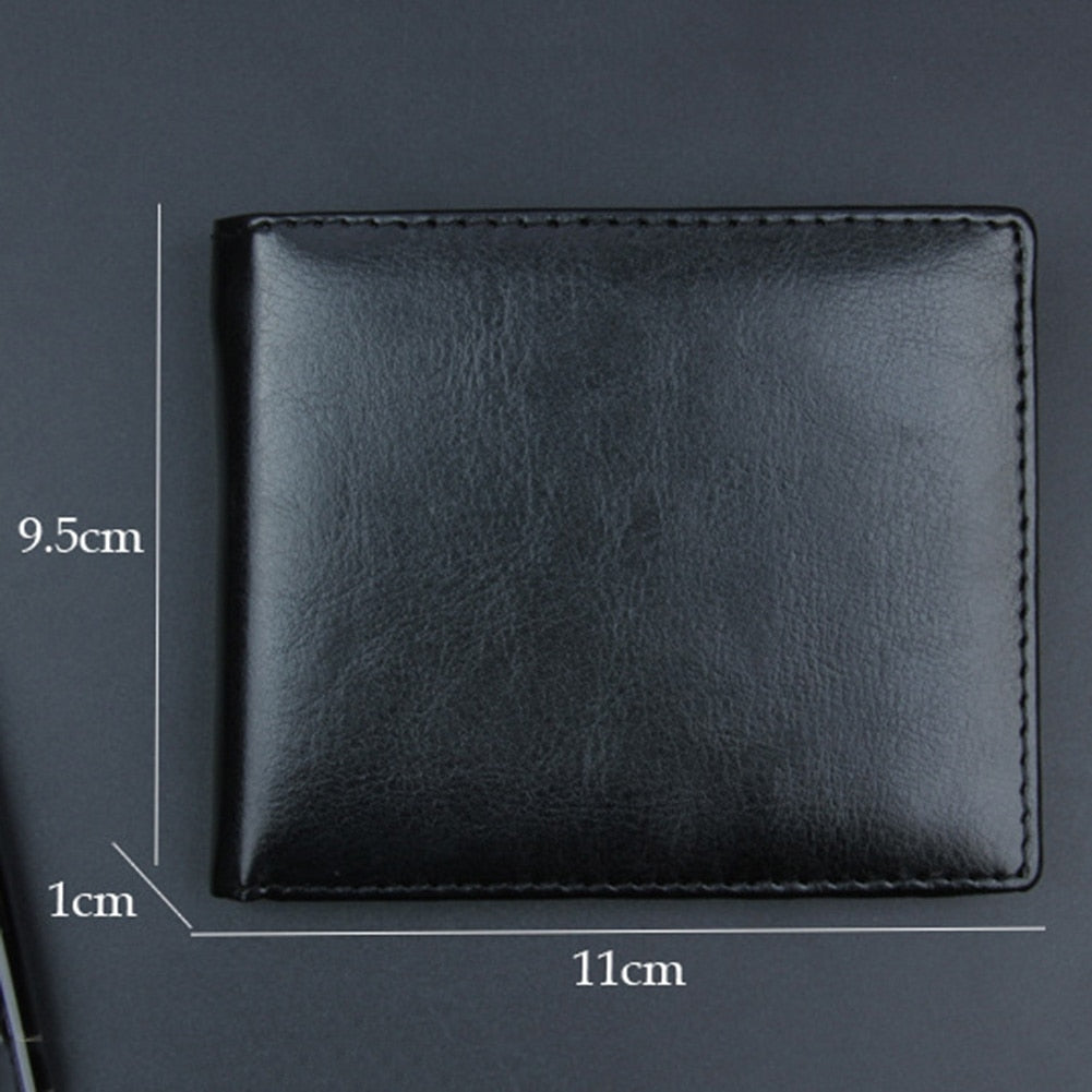 PU Leather Men Wallets Soft Wallet Card Holder With ID Window Wallets for Man Short Black Walet Black Purse Card Case Coin Pouch