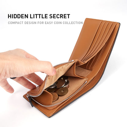 BISONDENIM New Men&#39;s Leather Folding Wallet Simple Luxury Fashion Wallet Zipper Coin Bag Multifunctional Card Holder W4545