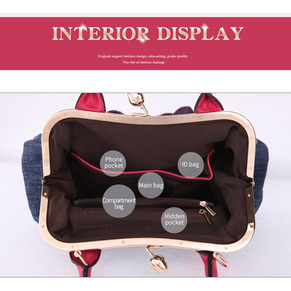 Fashion Women Vintage Roses Flowers Shoulder Bag Female Casual Handbag Girl Denim Messenger Bags Luxury Brand Handbags