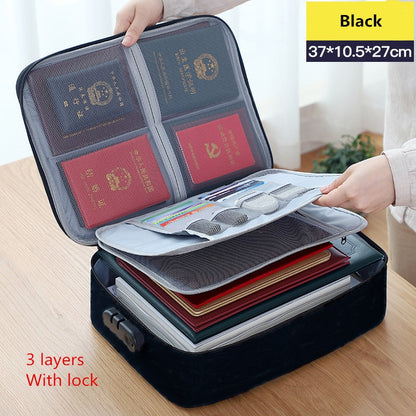 Large Briefcase Document Storage Bag File Folder Passport Official Seal Organizer Essential Oil Pouch Travel Case Accessories