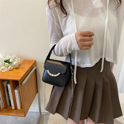 Fashion Solid Shoulder Crossbody Bag Women Leather Chain Small Totes Casual Simple Ladies Handbag Sling Coin Purse