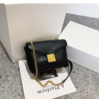 New Top Quality Luxury Brand Golden Big Rivet Chain Bag Shoulder Small Square Bag Fashion Hand-held Oblique Crossbody Women Bag