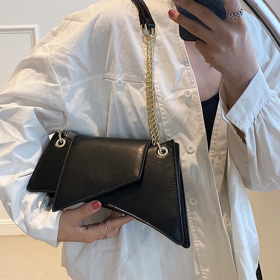 Luxury Irregular Shape Women Shoulder Bags Brand Design Female Handbags and Purses High Quality PU Leather Solid Color Chain Bag