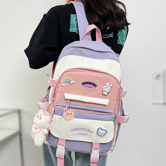 Trendy Female Cute College Backpack Girl Travel Harajuku School Bag New Lady Kawaii Nylon Backpack Fashion Laptop Women Book Bag