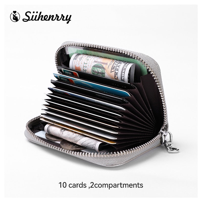 Siihenrry New Genuine Leather RFID Blocking Women Credit Card Holder Bank Card Wallet Case Cardholder Valentine's Day Present