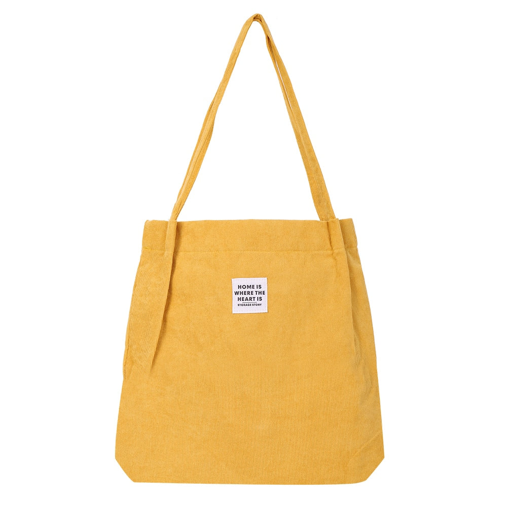 Corduroy Bag for Women Shopper Handbags Environmental Storage Reusable Canvas Shoulder Tote Bag school bags for girl tote bags