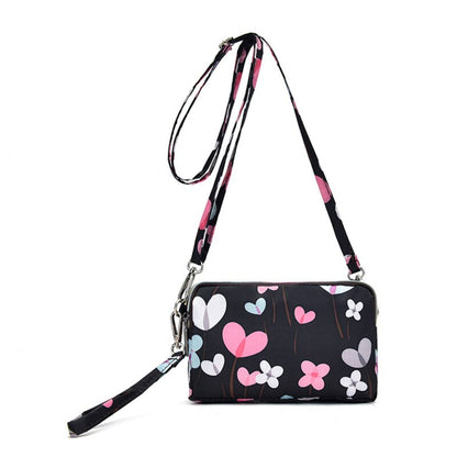 Women Mobile Phone Bag Coin Purse Ladies Long Wallet Fabric Shoulder Bag Clutch Bag