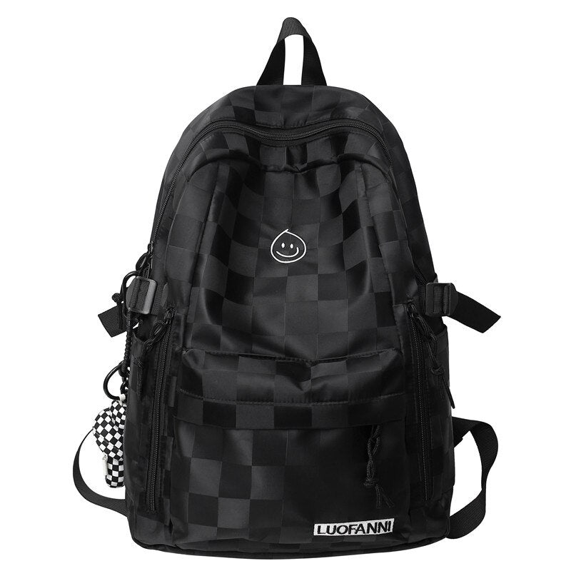 Trendy Ladies Lattice Leisure Book Bag Female Laptop College Backpack Girl Travel School Bags Fashion Women Plaid Backpack Nylon