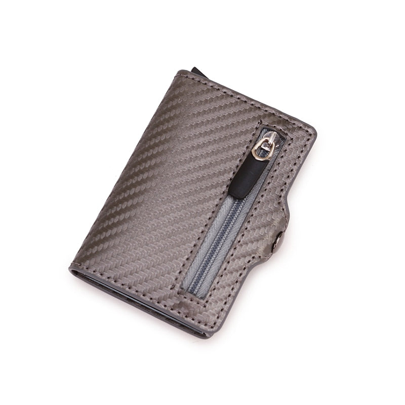 Carbon Fiber Rfid Card Holder Wallets Men Zipper Coin Money Bag Male Thin Mini Slim Magic Wallet Small Money Bag Wolet for man