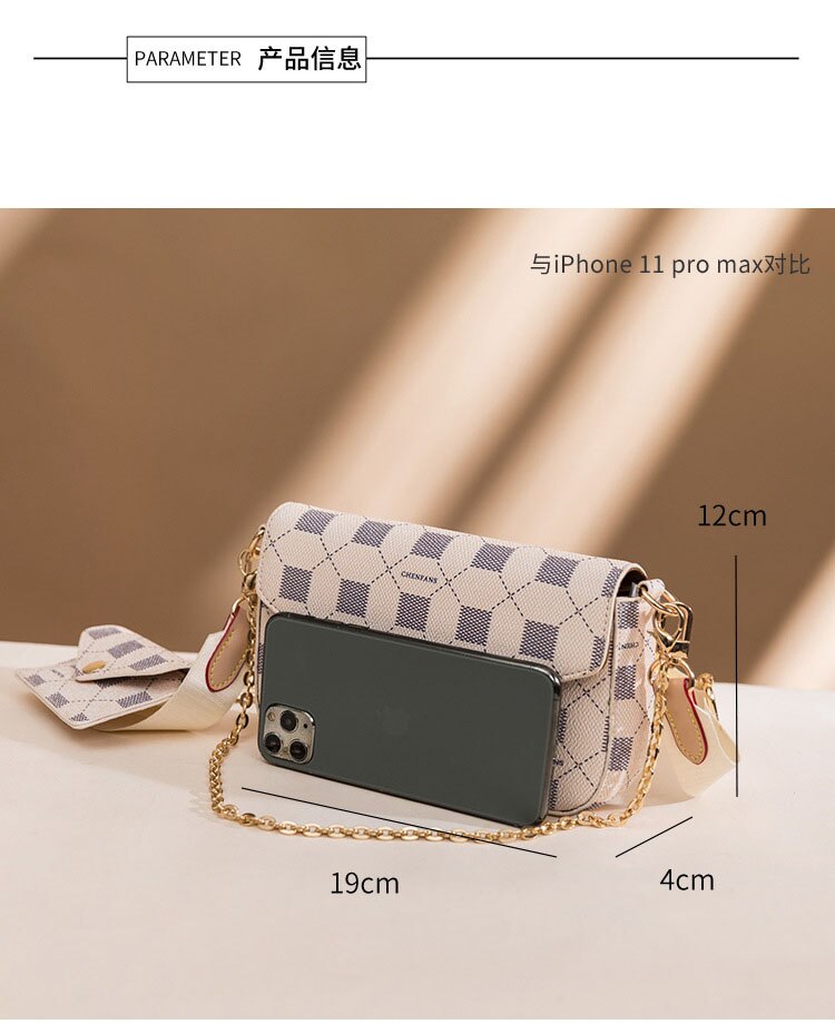 Soft Brand Fashion Plaid Two-piece Mahjong Bag Shoulder Diagonal Small Bag Wholesale Ladies Bags