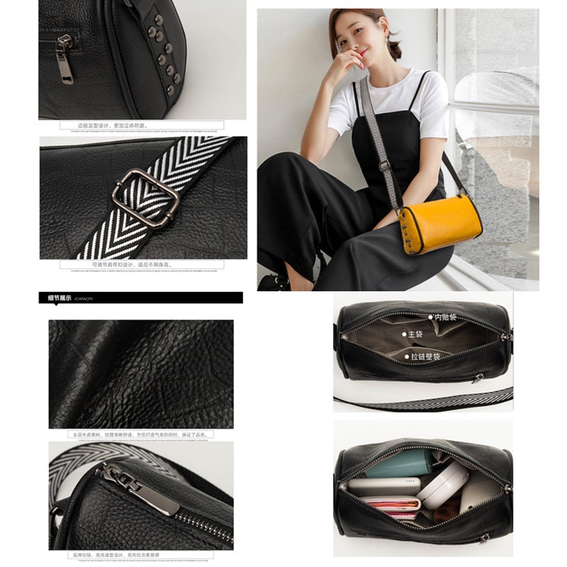 Designer Wide Shoulder Straps Genuine Leather Shoulder Bags Fashion Stone Pattern Cowhide Women Handbag Ladies Messenger Bag Sac