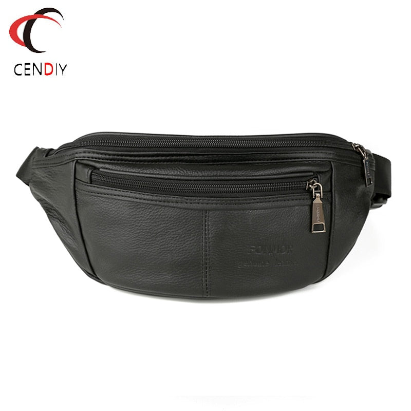 Genuine Leather Men Waist Pack Fanny Pack Belt Bag Cowhide Phone Pouch Bags Brand Nature Leather Male Small Travel Waist Bag