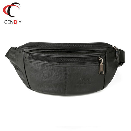 Genuine Leather Men Waist Pack Fanny Pack Belt Bag Cowhide Phone Pouch Bags Brand Nature Leather Male Small Travel Waist Bag