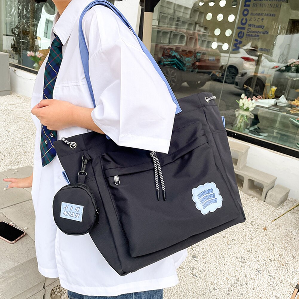 Women Simple Crossbody Bags Cute Japanese Canvas Handbags for Girls School Bags Casual Ladies Shoulder Bags Large Capacity Totes