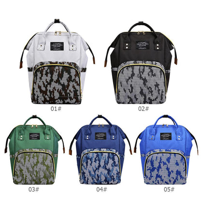 Multi-function Maternity Bag Mommy Camo Printing Nylon Large Capacity Zipper Splicing Outdoor Travel Fashion Backpacks