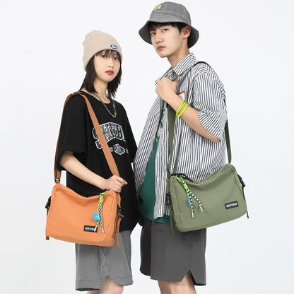 Fashion Simple Design Women&#39;s Shoulder Bag Quality Nylon Couple Messenger Bag Young People Fabric Bookbag Student School Bag Sac