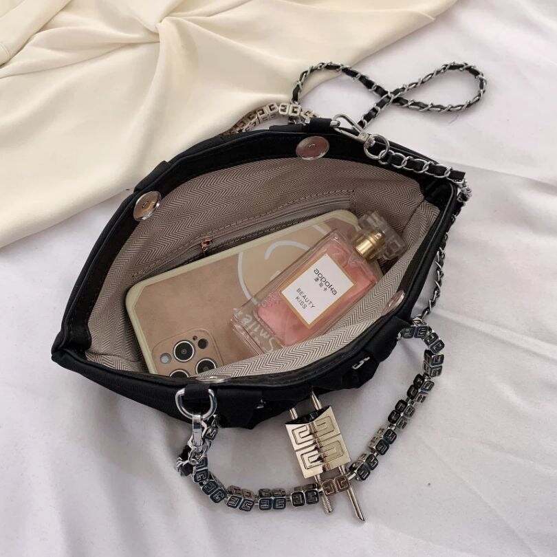 Luxury Designer Chain Shoulder Bag Women&#39;s Cloud Handbag Pleated Crossbody Bag Casual Tote Black Fashion Nylon Ladies Clutch Bag