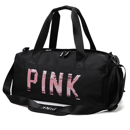 PINK Travel Bag Women Fitness Training Bag for Sports Gym Female Yoga Dry Wet Separation Shoes Bags Duffle Bag Women  Backpack