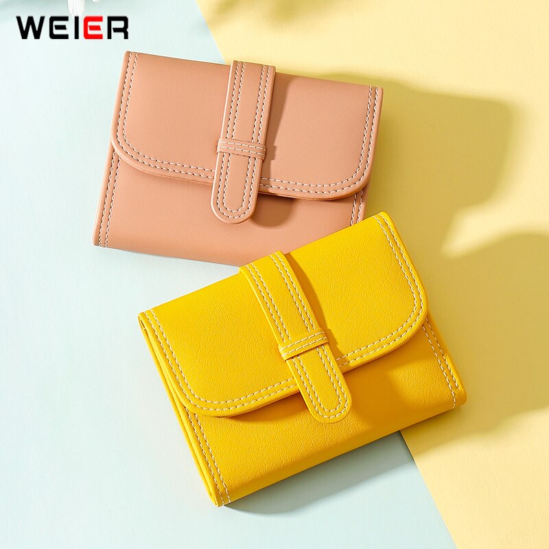 Visible Stitches Fashion Small Wallet for Women Brand Tri-fold Wallets Card Holder Purse Female Purses Short Clutch Carteras NEW