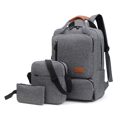 Casual Men&#39;s Backpack Three Piece Business Laptop Bag 14 inch Male Daily Commuter Travel Bag Teen School Back Pack Black Handbag