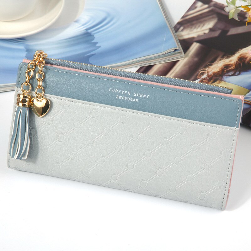 Long Women&#39;s Wallet Female Purses Tassel Coin Purse Card Holder Wallets Female Pu Leather Clutch Money Bag Pu Leather Wallet