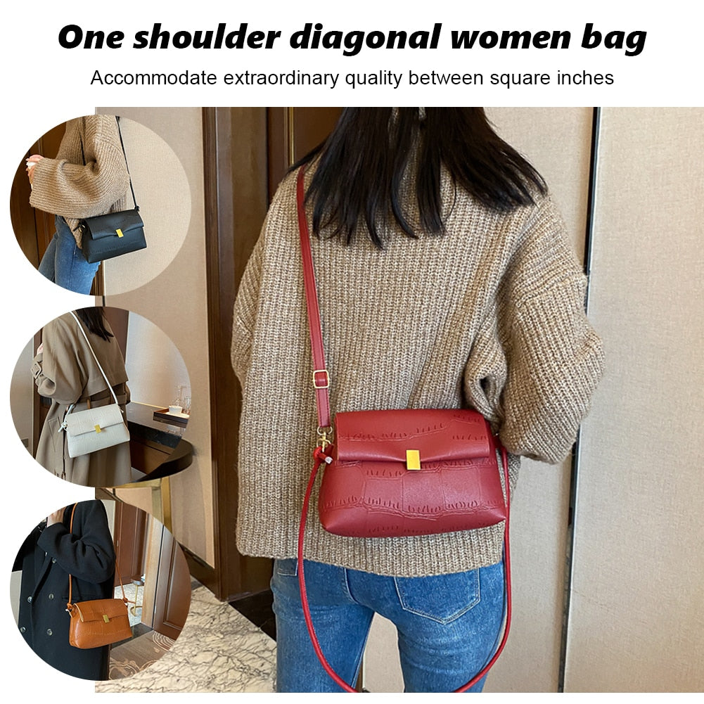 Simply Crossbody Bags PU Leather Solid Color Simple Messenger Bag Lady Travel Small Handbags for Women