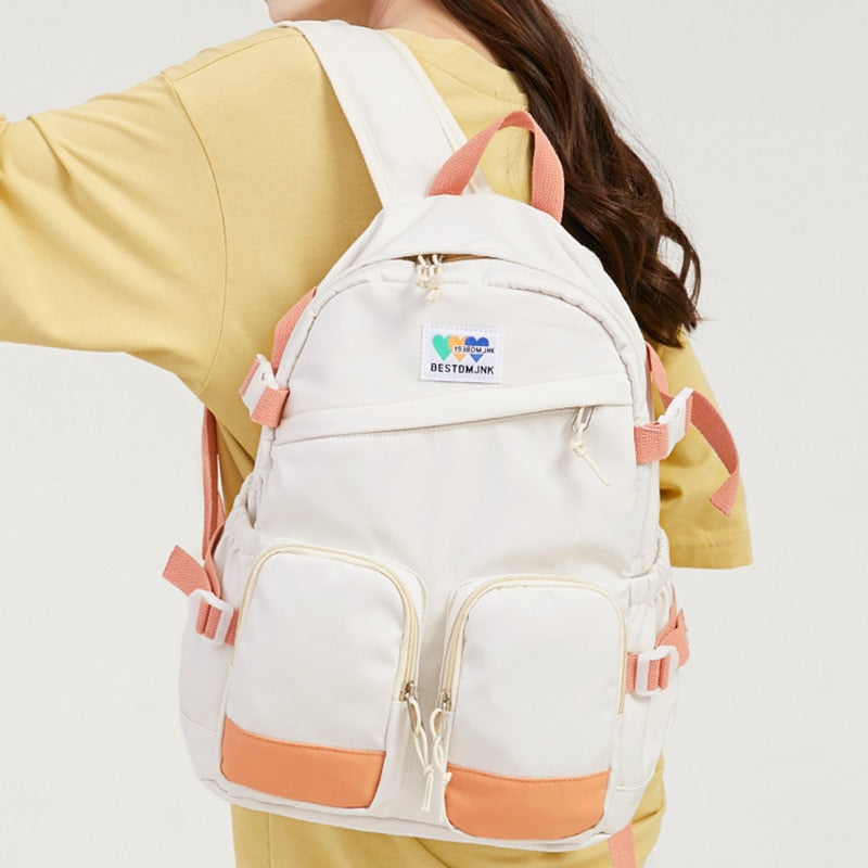 Female Travel Orange Book Bag Ladies Cute College Backpack Fashion Women Leisure School Bag Girl Laptop Backpack Teenager Trendy