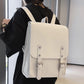 DCIMOR New PU Nyoln Women Backpack Men Cool Belt Buckle Travel Bag Fashion Square Schoolbag Unisex Small Bookbag Boy Girl Cute