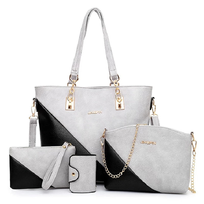 4 Piece/Set Composite Bags for Women Casual Purses and Handbags Luxury Designer Women Leather Shoulder Messenger Bag Retro Tote