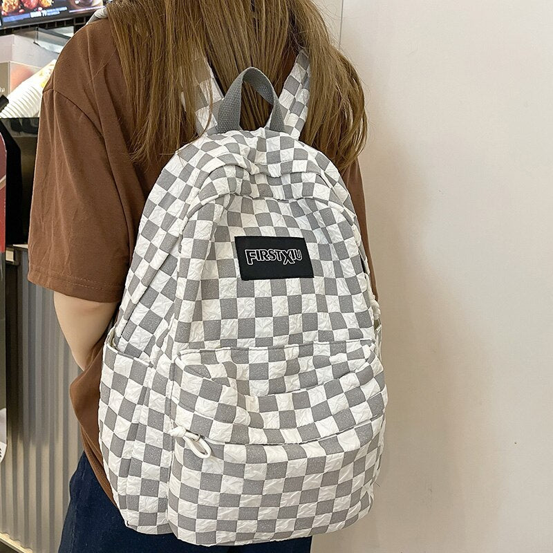 Girl Plaid School Bag Trendy Female Laptop College Backpack Ladies Lattice Book Bags Fashion Women Cute Harajuku Backpack Kawaii