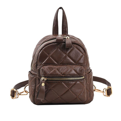 Women handbag leather small casual backpack padded pattern fashion ladies travel backpacks young simple shoulder bags