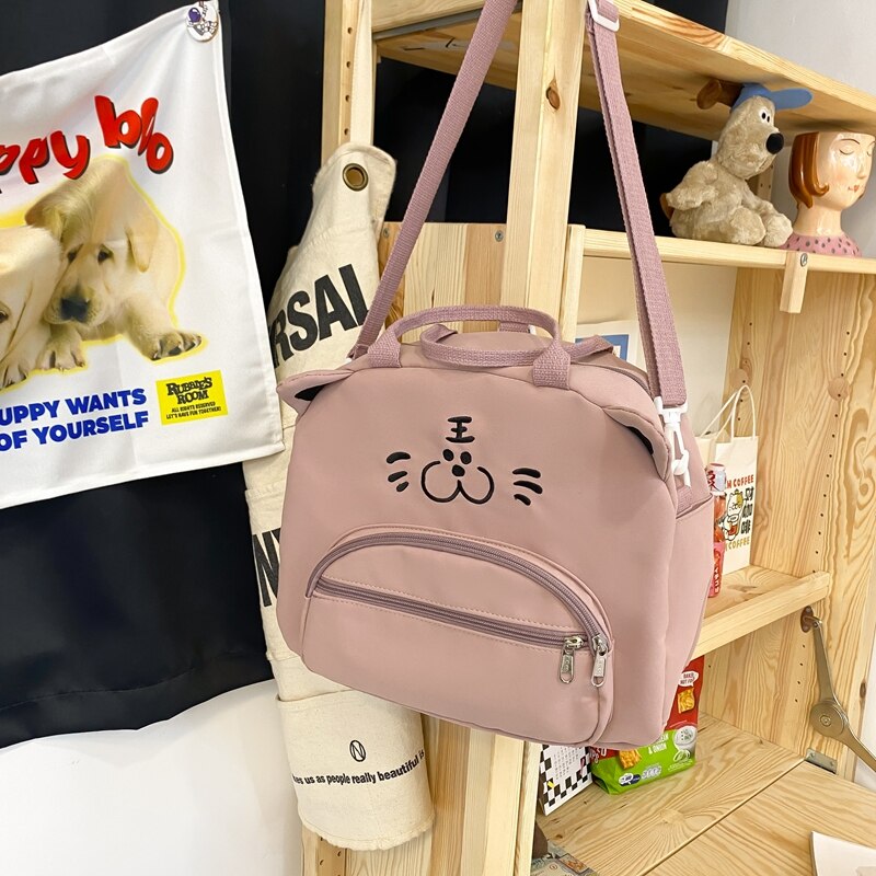 New Cute Cartoon Embroidered Multifunction Women Backpack Fashionable Girl Leisure Nylon Bag Teenage Schoolgirl Small Schoolbag